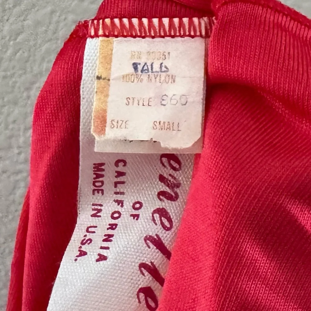 Vtg 70s Janelle California Red Satin Tulle Nightgown Dress Slip Negligee SM Tall